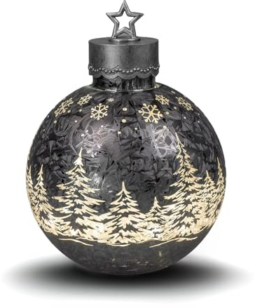 formano Dekorativ kula, frostgrå, 30 cm med LED-ljus timer, upplyst glasboll – juldekoration bord, hylla, dekorativ kula 6 h/18 h timer, julkula för att ställa