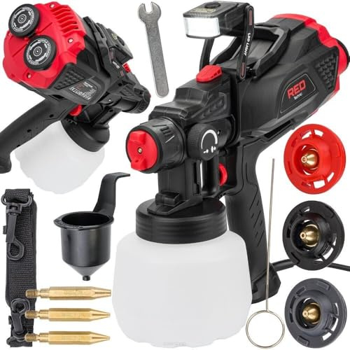 Red Technic Pistola Spruzzo Elettrica Per Verniciatura Pitturazione Professionale 650w con Led