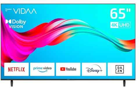DYON Smart 65 VX 65 Zoll 4K UHD Smart Fernseher | VIDAA OS, Prime Video, Netflix, YouTube, DAZN, MagentaTV, Triple Tuner DVB-C/S2/T2, WLAN, Hotelmodus, perfekt fürs Wohnzimmer