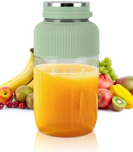Tragbarer Standmixer, 40,58 oz, tragbarer Saftbecher, multifunktional, Reisemixer für Shakes und Smoothies, wiederaufladbar über USB Typ-C, ohne BPA (grüner)