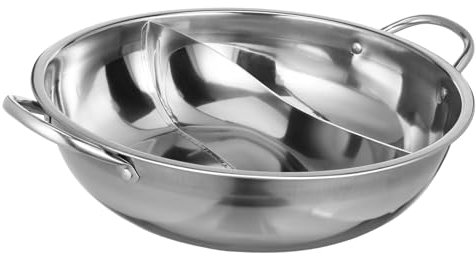 BESTOYARD Yuanyang Hot Pot Pot Stainless Steel Divider Cooktop Hotpot Double Handle for Home Two-Flavor