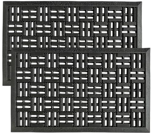 Lifestyle comfort ltd LSC Rubber Door Mat Heavy Duty Non-Slip Door Mats Outdoor Anti Fatigue Dirt Scrapper Floor Mat For Entrance, Backdoor, Patio And Lawn Outdoor Mat BRICK 45 X 75 CM (PACK OF 2)