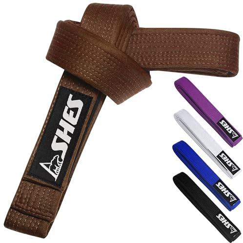 Ashes BJJ Belt for Men & Women Brazilian Jiu Jitsu Belt with Ranking Stripes Sleeve Bar Kids Jiu Jitsu Gi Belt (Brown, A4)