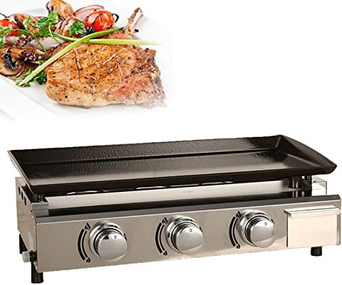 Parrilla a gas, plancha, quemadores, máquina para carne a GLP, placa de cocción de hierro fundido, parrilla para exteriores, mesa portátil grande, plancha de acero antiadherente, placa de cocción Te