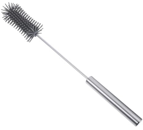 Gatuida Rotating Cleaning Brush for Water Bottles Travel Bottle Brush Long Handle Soft Silicone for Cleaning Cups and Jars for Home and Outdoor Use