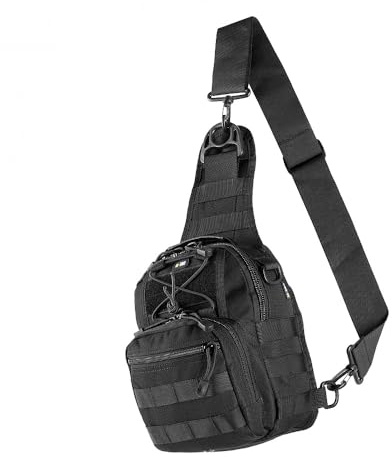 M-Tac Taktische Umhängetasche Urban Line City Patrol – EDC Sling Bag mit Karabiner, Verdecktes Tragefach für Waffen, MOLLE-System, Verstellbarer Gurt, Robustes 600D-Polyester für Outdoor, Black