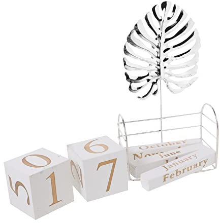 VILLFUL Ewiger Kalender Holzkalender Tischkalender Mit Monatsblöcken Für Schreibtisch Dekoration Diy Bastelkalender Für Zuhause Büro Regal
