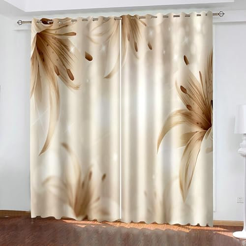 Bishilin Gardinen Verdunkelung 2er Set 214x214CM, Vorhänge Blickdicht Fenster Landhausstil Geblümt Verdunklungsvorhänge mit Ösen Jugendzimmer