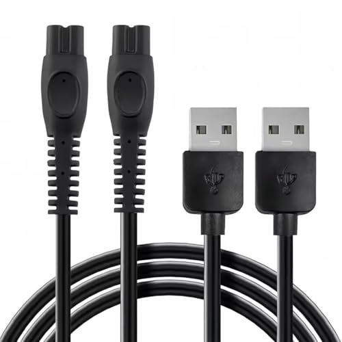 FiTspi 2Pcs 5V USB Charger CablesCompatible with Philips QP2724 PQ888 PQ889 S1000 S5000 S7832 S9647 X5001 X5003 Shaver Trimmer, Beard Trimmer Charger Power Cable Replacement (Not Not for 15V/8V/4.3V)