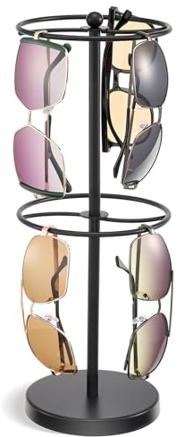 Lolalet 360 drehbare 2-Etagen Brillenständer, Brillenaufbewahrung für mehrere Brillen Ständer Sonnenbrillen Halter Sunglasses Organizer für bis zu 24 Brillen, Brillenablage Brillenhalter -Schwarz