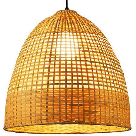Lampada a Sospensione in bambù a Cupola con Cesto, Lampada a Sospensione Industriale Creativa, Altezza Regolabile, Lampada a Sospensione Rustica in Rattan, per Ristorante, Bar, Camera da Letto, c