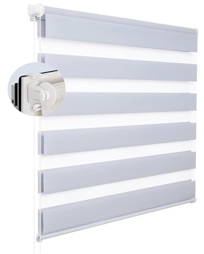 Estor enrollable de 60 x 50 cm, protección UV, bloqueo de luz diurna, perfecto para cualquier ventana, color gris claro