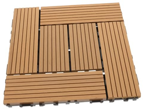 Cabilock Dalles De Terrasse : Revêtement De Sol Extérieur Antidérapant 30,5 x 30,5 x 2 cm, Toutes Saisons - Dalles Emboîtables En Plastique Pour Balcon, Terrasse Et Jardin