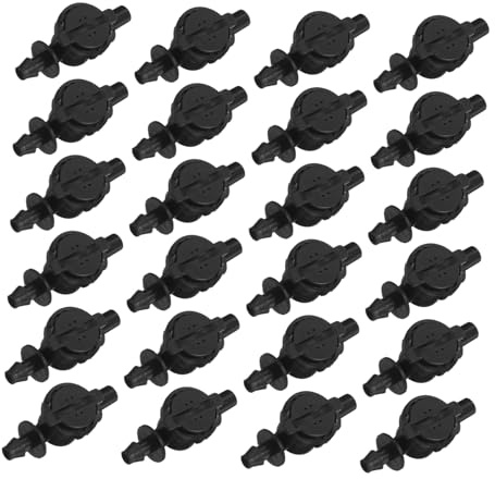 Tapón Antirreflujo para Riego por Goteo 30 Piezas Pp Negro | 4 Mm Id X 7mm Od, Instalación Sencilla y Ajuste de Caudal, para Tuberías y Plantas en Invernadero