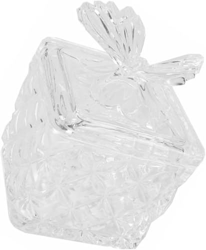 djgkENVQ Tarro para Dulces y Galletas, Tarro de Cristal con Forma de Mariposa, Bote Sellado for té, café, Caramelos, Cuadrado, con Tapa