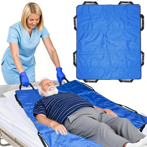 TUAKIMCE Positioning Bed Pad with Handles, Slide Sheets for Moving Patients on Bed, Transfer Sheet, 48 x 40 Patient Transfer Board for Elderly/Disabled, for Turning, Repositioning(120x100cm)