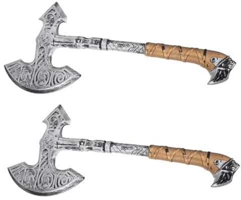KOMBIUDA 4 Pezzi Asce da Pirata per Halloween e Cosplay Prop Costume Vichingo Realistico Leggero e Compatto per Performance e Foto Tematiche