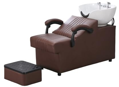 Shampoo-Schüssel Und Stuhl-Set Für Den Salon, Klassischer Shampoo-Barber-Stuhl, Keramik-Waschbecken, Haarwaschstation Für Friseure, Spa-Salon-Ausrüstung Für Spa-Schönheit(A)