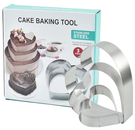 EJRUP 3 Pcs Cercle Patisserie,En forme de cœur Gâteaux en Acier Inoxydable Moules à Pâtisserie,Bonne Convection Thermique,pour Mousse, Entremets, Pâtisserie,Dessert