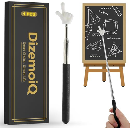 DizemoiQ Ausziehbarer Edelstahl Zeigestab Teleskop Schwarz Zeigefinger Stab für Lehrer Präsentationen Klassenzimmer Fingerzeigestock für Kinder Erwachsene