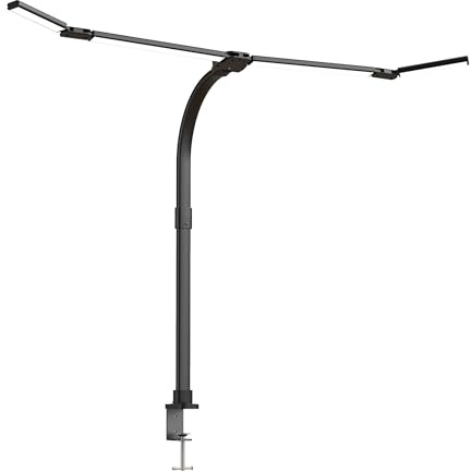 tantu Schreibtischlampe LED Dimmbar, 24W Schreibtischlampe klemmbar,1800LM Augenschutz Tageslichtlampe Schreibtisch mit Fernbedienung,Einstellbare 4-Segment-Lichtleiste(Schwarz -10)