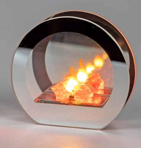 formano LED Deko Licht Spiegelfeuer 14 cm Stimmungslicht Glas mit Timer 6h/18h batteriebetrieben (2× AA) flackernder Feuereffekt für Wohnzimmer, Fensterbank & Tischdeko