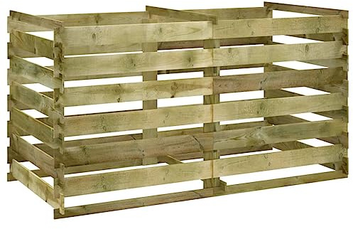 Generico Compostiera in Legno Pino Impregnato 180x90x90 cm,Grande Contenitore Compost da Giardino con Fessure per Aerazione,Ideale per Riciclo Rifiuti Organici e Orto