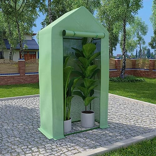 GeenYuu Invernadero con marco de acero y malla de polietileno de 0,5 m² 1 x 0,5 x 1,9 m con puerta para tomates, casa de plantas, vivero, balcón y terraza, resistente a la intemperie y transitable
