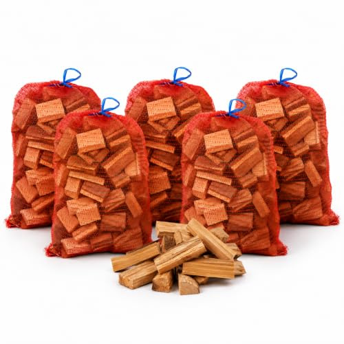 5 Sacos de Astillas de Pino Seco 7kg para Encendido de Chimeneas y Estufas