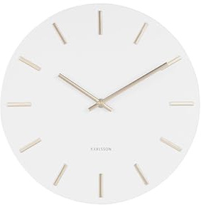 Karlsson Wanduhr Charm - Weiß/Gold - Ø30cm - Rund - Stahl - Wanduhr Modern Wohnzimmer - Wanduhren