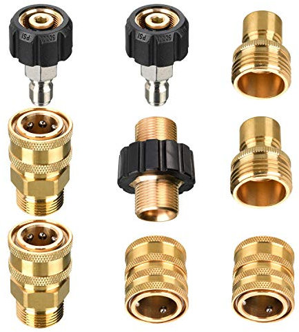 Tool Daily Lot de 9 adaptateurs pour nettoyeur haute pression M22 vers 3/8, raccord rapide de 1,9 cm vers déconnexion rapide, adaptateur de tuyau mâle M22