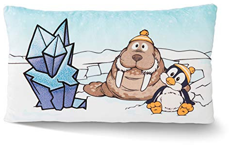 NICI 45741 Kuschel-Kissen Pinguin Peppi und Walross Walbo Wabbel 43 x 25 cm – Das süße Plüschkissen für Jungen, Mädchen, Babys und Kuscheltierliebhaber – ideal für Zuhause, Kindergarten oder unterwegs