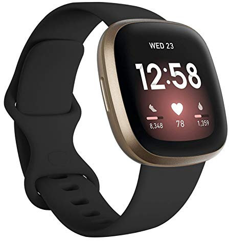 FunBand kompatibel mit Fitbit Versa 4 /Fitbit Versa 3 /Sense Armband, Weiche Silikon Sport Ersatzarmband Ersatz Band für Fitbit Versa 4 /Fitbit Versa 3 /Sense Smart Watch (1 Packung,Schwarz)