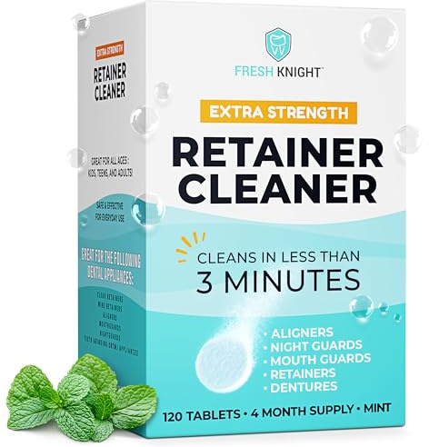 Retainer Cleaner Tablets 120 - Invisalign Cleaner - Denture Cleaner. Efferdent Retainer Cleaner Tablets, Night Guard, Mouth Guards, Aligners & Dental Appliance Cleaner - 4 Month Supply.
