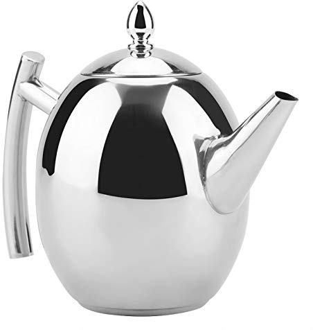 Bouilloire à thé en acier inoxydable, theiere avec infuseur amovible théière en Inox polie miroir bouilloire d'eau de café pour maison restaurant café hôtel bar (1500ml)