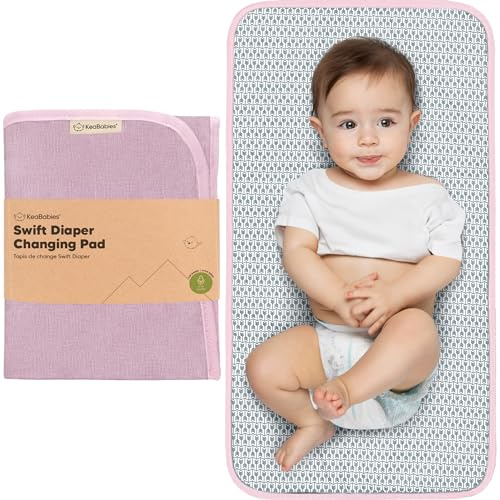 KeaBabies Portable Diaper Changing Pad, Easy Wipe Clean, 25x13 (Sweet Pink)