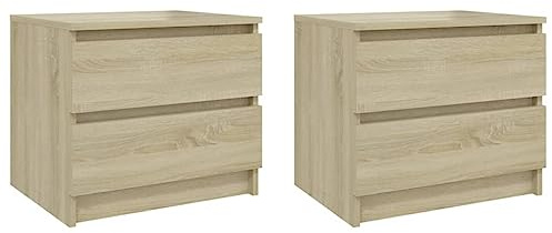 vidaXL 2x Bed Cabinets Home Bedroom Living Room Furniture Bedside Side Storage Space Cabinet Nightstand Side Table Chipboard 50x39x43.5 cm Sonoma Oak
