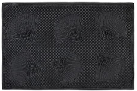 Relaxdays Fußmatte Gummi, 40 x 60 cm, Türmatte Muscheln, rutschfest, wetterfest, mit Noppen, innen & außen, schwarz