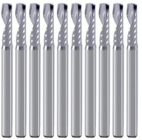 CNC-Fräser-Bits, Gravur-Bits, Schaftfräser, einschneidige Spirale,Upcut Router Bit,3.175mm Schaft,3.175mm Schnittdurchmesser,12mm Schnittlänge,Wolframstahl,Gravur,Schnitzwerkzeug-Set für MDF,Acryl,PVC