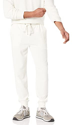 Amazon Essentials lätt franska terry-joggingbyxor för män (finns i stora och långa), äggskalsvit, X-Small