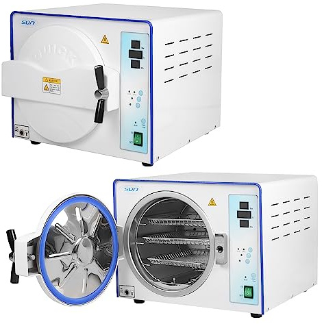 BONEW Oral Autoklav-Desinfektionsgerät, Klasse N, vollautomatisch, 18 l/23 l, Hochdruck-Hochdrucktemperatur, Dampf, Digitalanzeige, Edelstahlauskleidung, Blau (23 l)