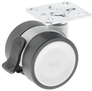 GTV - Ruedas para muebles CIRCO | Ruedas giratorias | Ruedas para muebles | con freno | Diámetro 50 mm | De plástico y acero | Gris