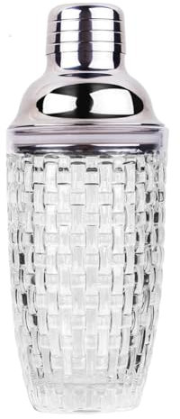Qezodsx 13Oz Glass Cocktail Shaker Set - Glass Shaker for Cocktails, Drink Shakers Cocktail and Cocktail Shakers Silver Easy Install