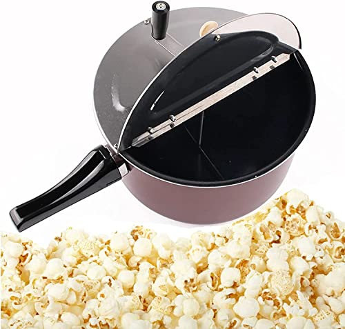 ZJGFCB Stainless Steel Stovetop Popcorn Popper, Hand-Cranked Popcorn Maker, with Lid & Handle, Easily Make Classic Flavored Popcorn