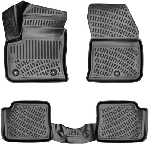 Rizline Passgenau 3D Fussmatten Auto Kompatibel mit Jeep Avenger Passgenau Gummimatten Auto Zubehör 1. und 2. Reihe TPE Allwetter Geruchlos rutschfest Vorne & Hinten