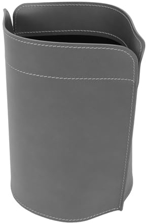 LIMAC Design CANISTRO Papierkorb aus Leder, Eleganter Papierkorb und Mülleimer im modernen Design, Abfalleimer für Zuhause, Büro, Hotel, Hergestellt in Italien. (anthrazit)