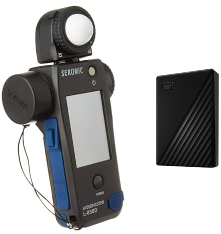 Sekonic L-858D SPEEDMASTER Digital Light Meter - Black/Blue & WD 5TB My Passport Portable HDD USB 3.0 with software for device management
