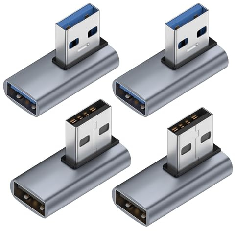 ZIXINZIYI Adattatore USB 90 Gradi, Angolo Retto Maschio a Femmina per Computer Portatile, PC, Caricatore e Più Dispositivi (2 Sinistra & 2 Destra)
