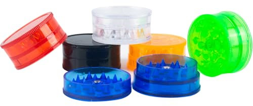 AYNKH 6 molinillos de plástico coloridos con tapa magnética, dientes afilados de tiburón, portátil, a prueba de olores, duradero y de tamaño de bolsillo, para moler café, hierbas, tabaco, especias,