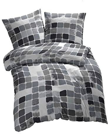 etérea Microfaser Bettwäsche 155x200 cm + 80x80 cm Dots Schwarz | 100% Polyester · Soft-Peach-Veredlung · Reißverschluss · 60°C waschbar · Ganzjahres · STANDARD 100 by OEKO-TEX